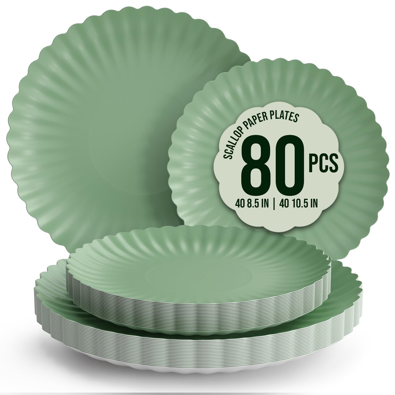Earthtrends Scalloped Paper Plates 8.5 Inch & 10.5 Inch Dinner Plate Set – Fancy Disposable Plates for Party, Wedding, Birthday, Baby Shower – Large & Small Paper Plate Set for Parties, Events, Catering – Elegant Floral Design